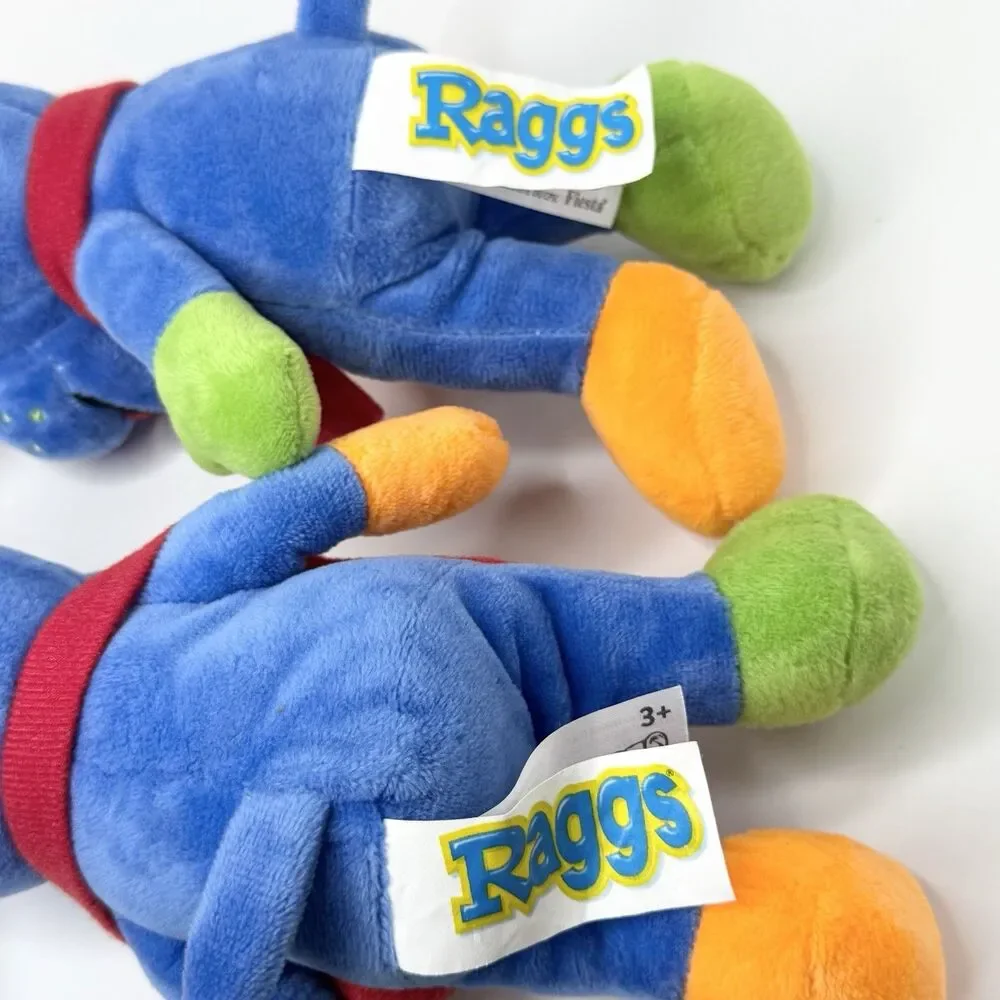 Vintage Raggs The Blue Dog 8.5" Plush Stuffed Animal Lot of 2 PBS Kids TV Show - Picture 5 of 6